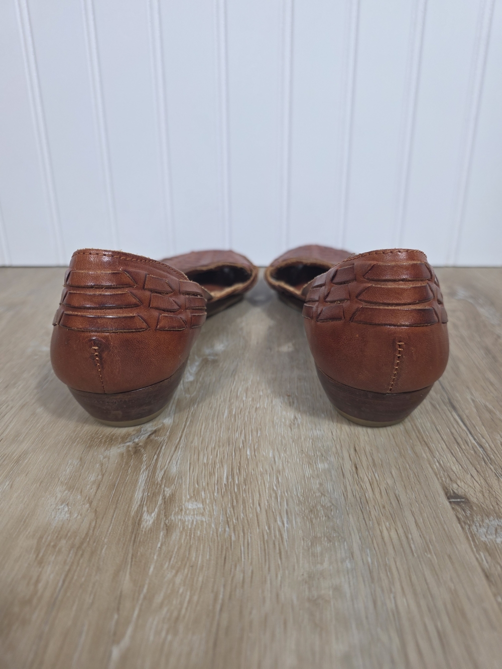 Jennifer Moore Adventure Women’s Brown Leather Woven Huarache Flats - Picture 9 of 11